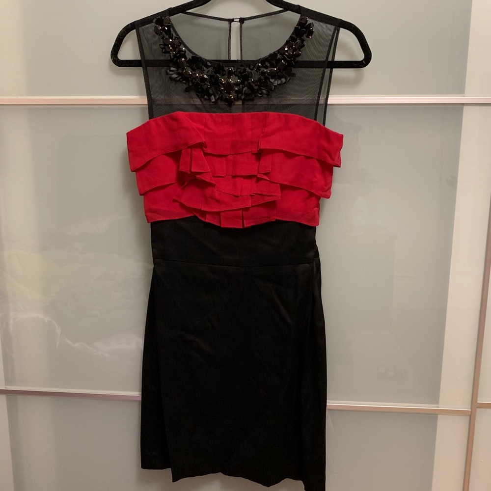 BCBGMaxAzria Jeweled Collar Sheath Dress